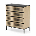 Cassettiera in legno e metallo 4 cassetti Beige/Nero