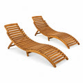 Set di 2 Lettini Prendisole in Legno di Acacia