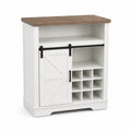 Credenza in MDF Bianco con Portabottiglie e Anta Scorrevole