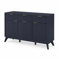 Credenza in MDF Nero con Maniglie in Acciaio Oro