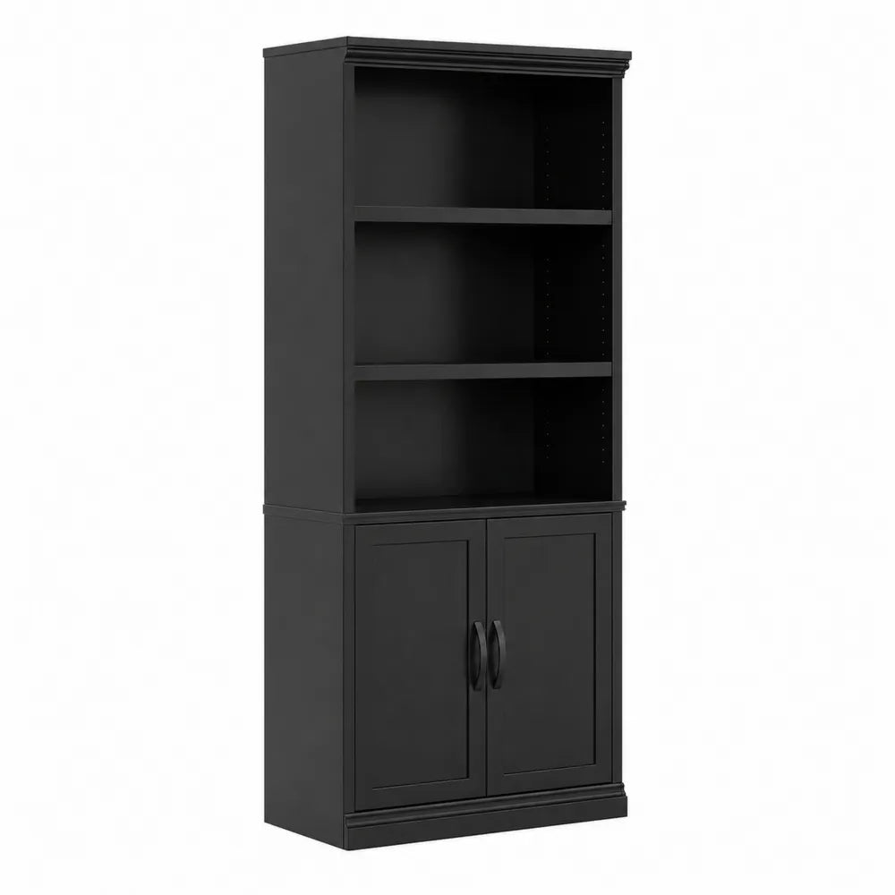 Libreria in Legno MDF Nero 180 cm
