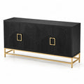 Credenza in legno MDF nera con base in metallo